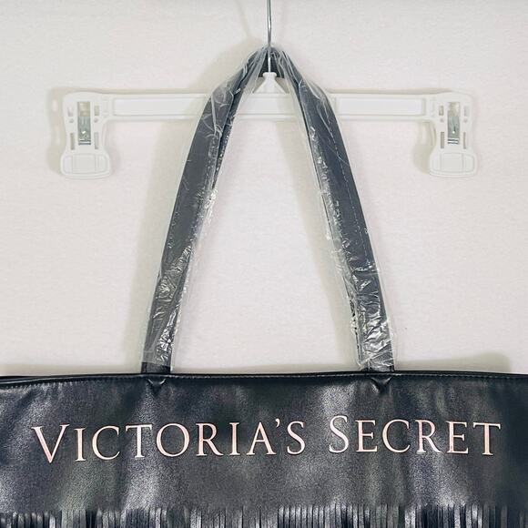 Victoria's Secret Black Tote Shoulder Bag Fringes BIKER BOHO FESTIVAL WESTERN - Picture 4 of 7